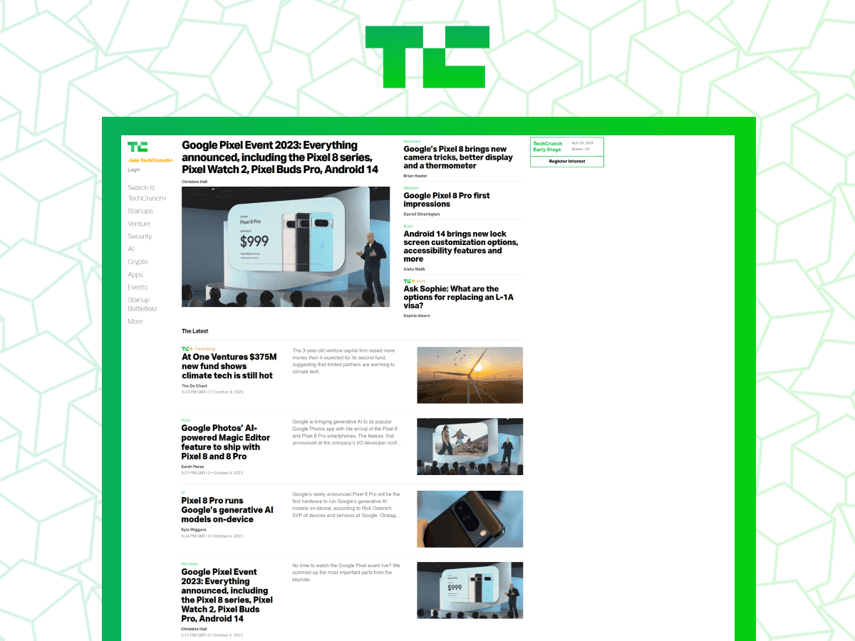 Technology news archive example